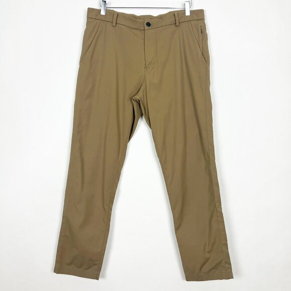 Lululemon Pants Mens Size 34x29Tan ABC Slim Fit Mid Rise Stretch Chinos Preppy